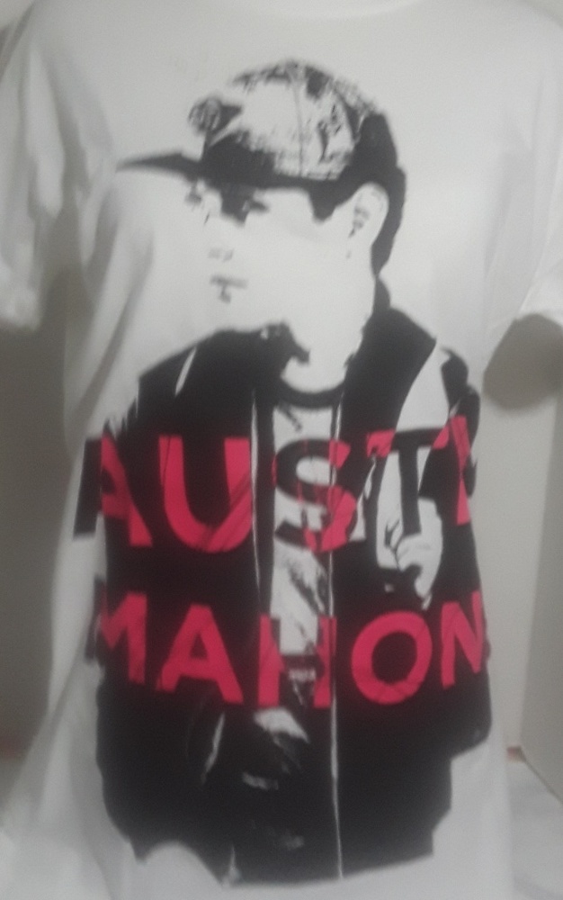 Austin Mahone white black concert tshirt sz L